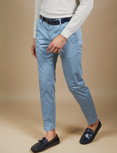 Pantalone in raso di cotone stretch