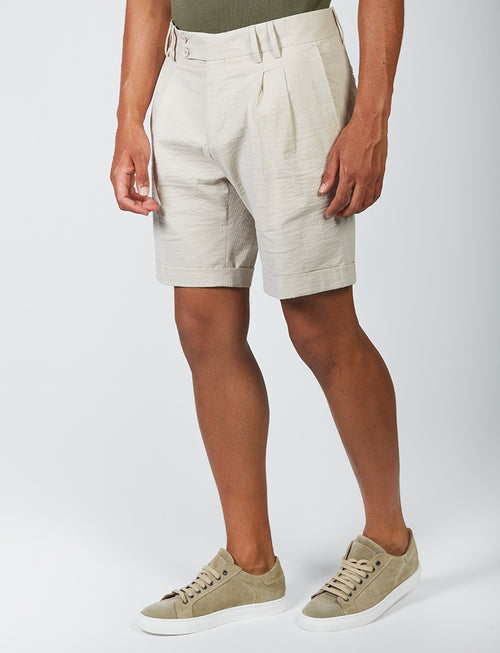 Bermuda shorts in embossed cotton