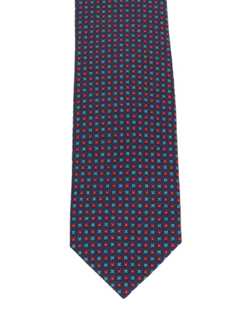 Linen tie with micro flower design