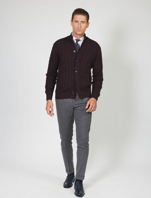 Cardigan con bottoni a trecce
