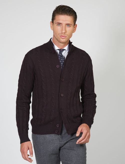 Cardigan con bottoni a trecce