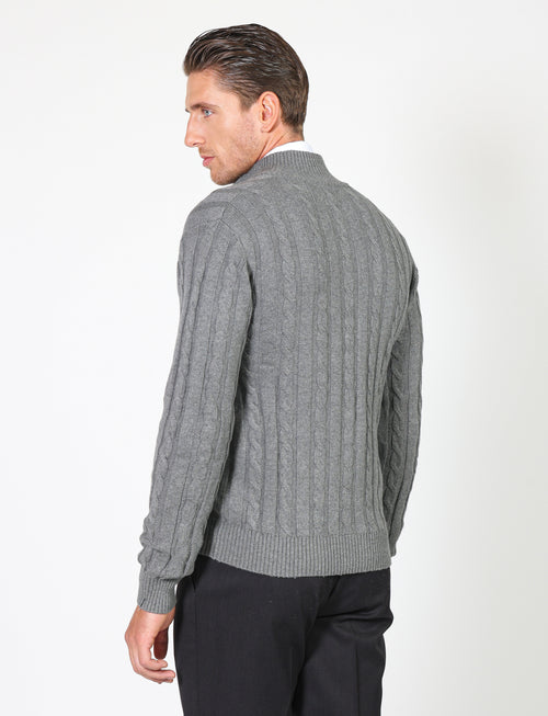 Cardigan con bottoni a trecce