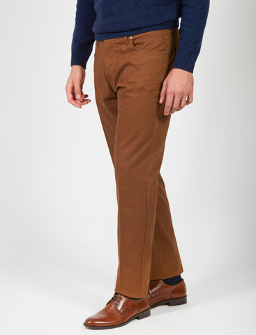 Pantalone cinque tasche in cotone dobby