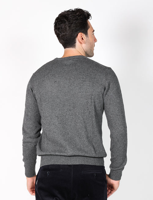Maglia girocollo basic in cotone e lana