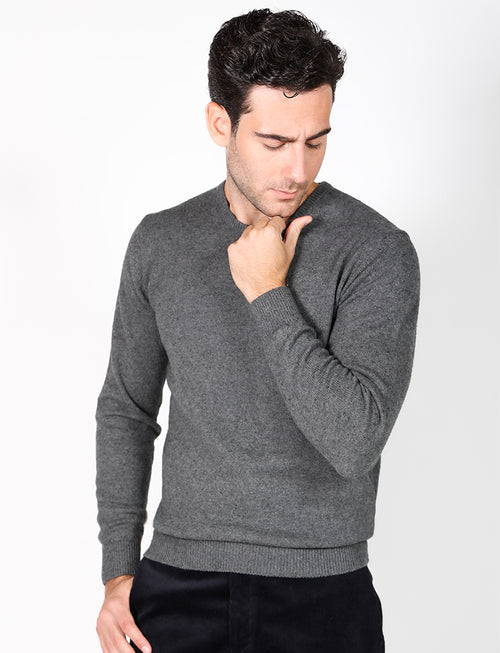Maglia girocollo basic in cotone e lana