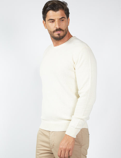Maglia girocollo basic in cotone e lana