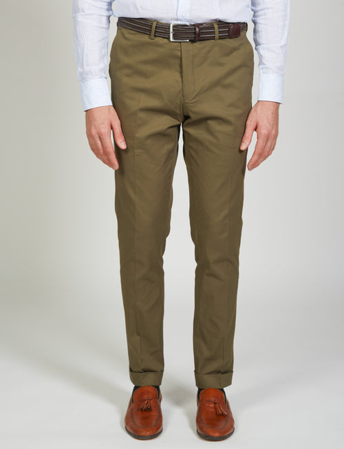 Pantaloni tinta unita in cotone stretch