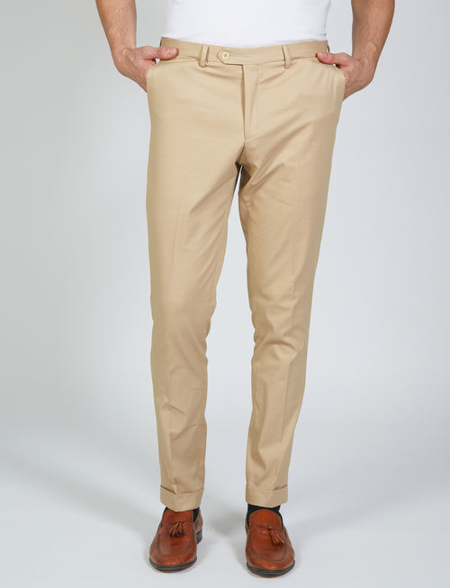 Pantaloni tinta unita in cotone stretch