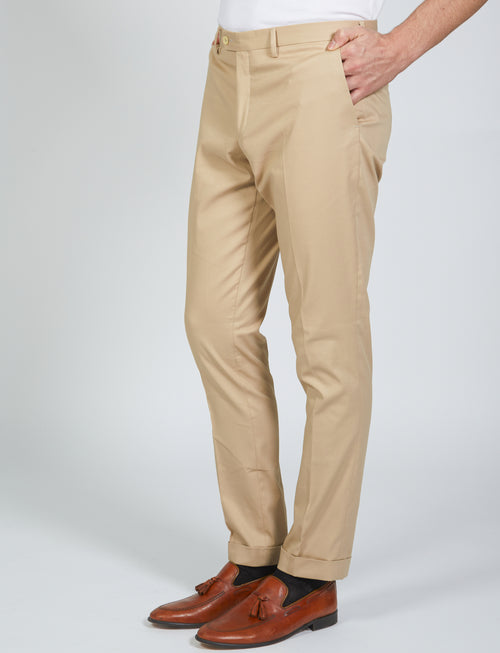 Pantaloni tinta unita in cotone stretch