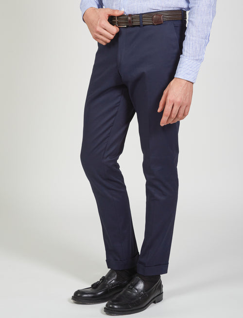 Pantaloni tinta unita in cotone stretch
