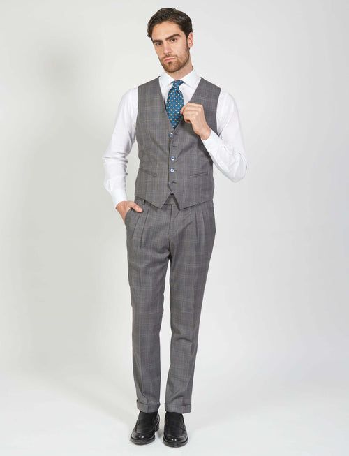 Gilet monopetto fantasia check