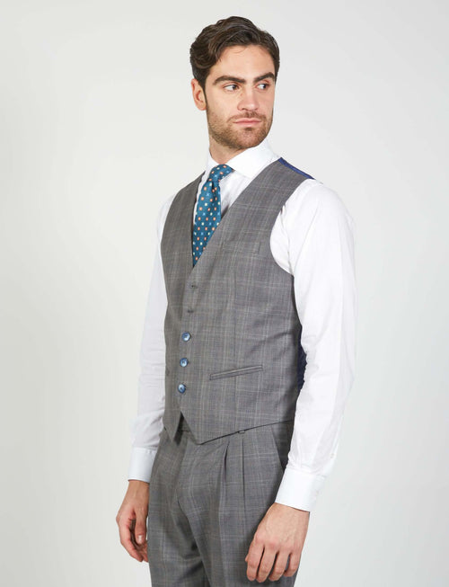 Gilet monopetto fantasia check