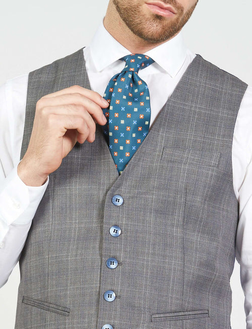 Gilet monopetto fantasia check