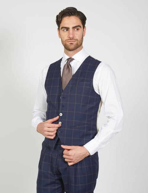 Gilet monopetto fantasia check