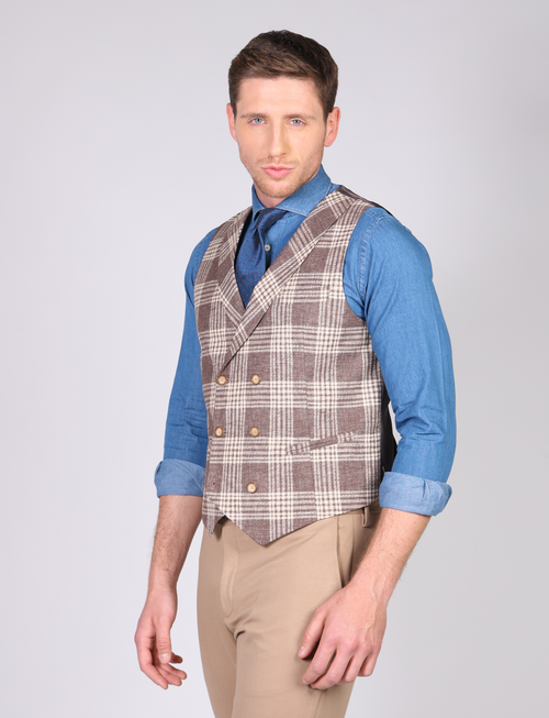Gilet doppiopetto galles in cotone goffrato
