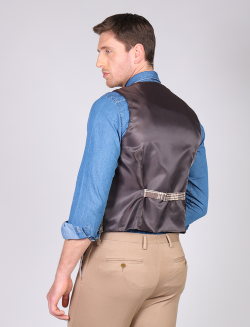 Gilet doppiopetto galles in cotone goffrato