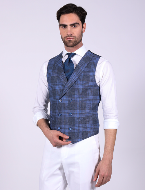 Gilet doppiopetto galles in cotone goffrato