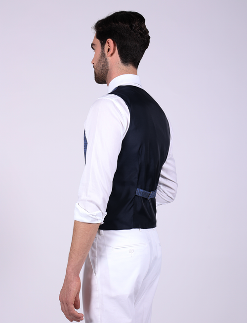 Gilet doppiopetto galles in cotone goffrato