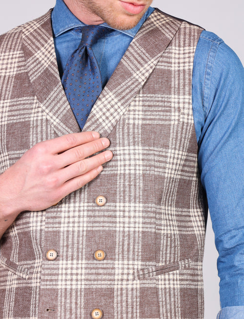 Gilet doppiopetto galles in cotone goffrato