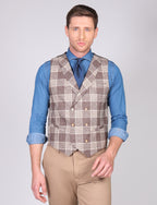 Gilet doppiopetto galles in cotone goffrato