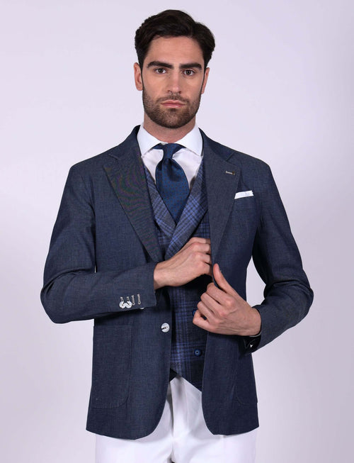 Giacca monopetto in chambray