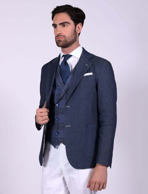 Giacca monopetto in chambray