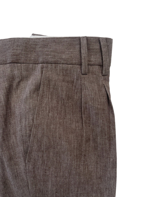 Pantalone in misto cotone lino con pinces