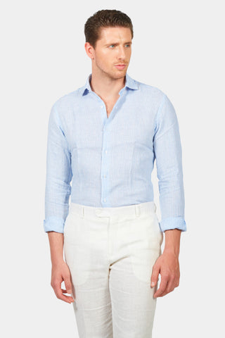 Camicia in lino a righe piccole