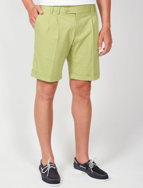 Bermuda in cotone goffrato con pinces