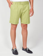 Embossed cotton Bermuda shorts with pleats
