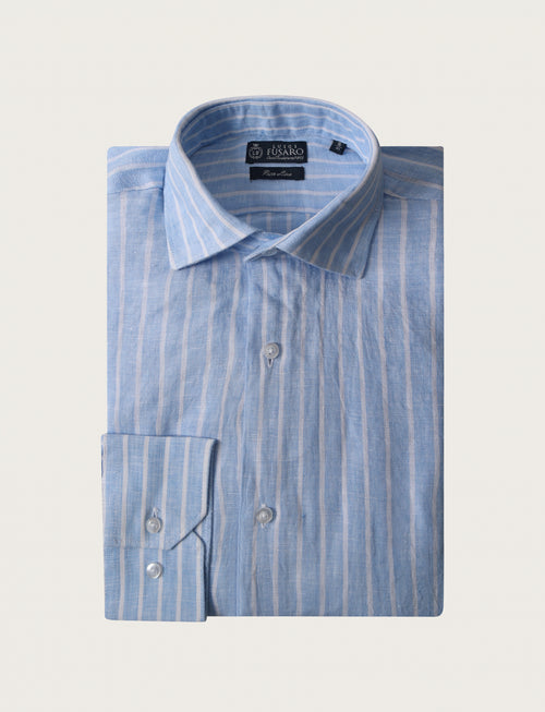 Camicia in lino a righe larghe
