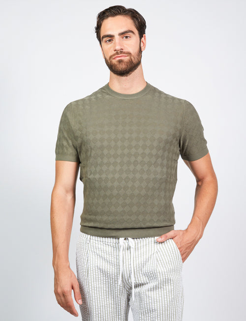 T shirt in cotone a intarsio