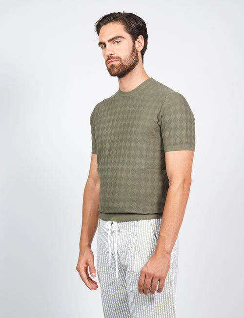 T shirt in cotone a intarsio