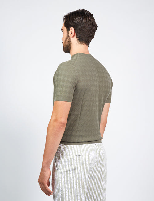 T shirt in cotone a intarsio