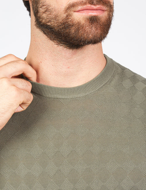 T shirt in cotone a intarsio