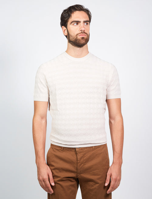 T shirt in cotone a intarsio