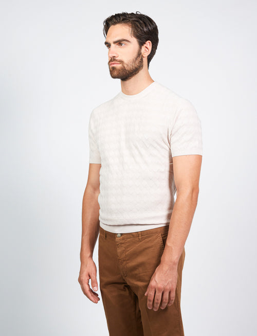 T shirt in cotone a intarsio