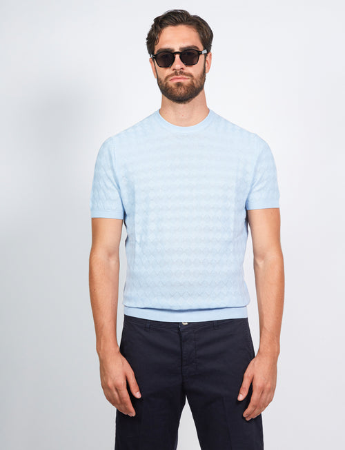 T shirt in cotone a intarsio