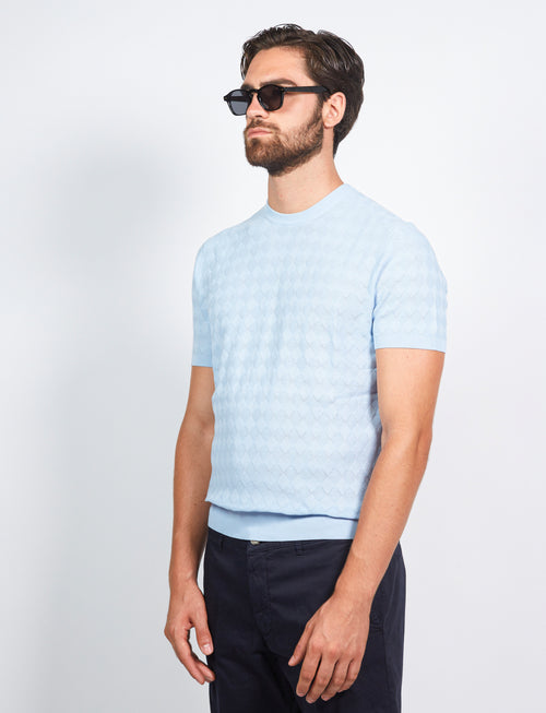 T shirt in cotone a intarsio