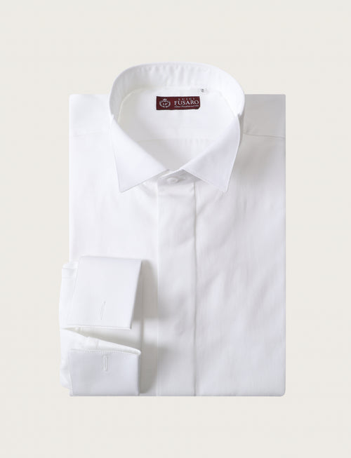 Camicia con polsino per gemelli in twill