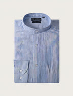 Camicia in lino collo alla coreana a righe