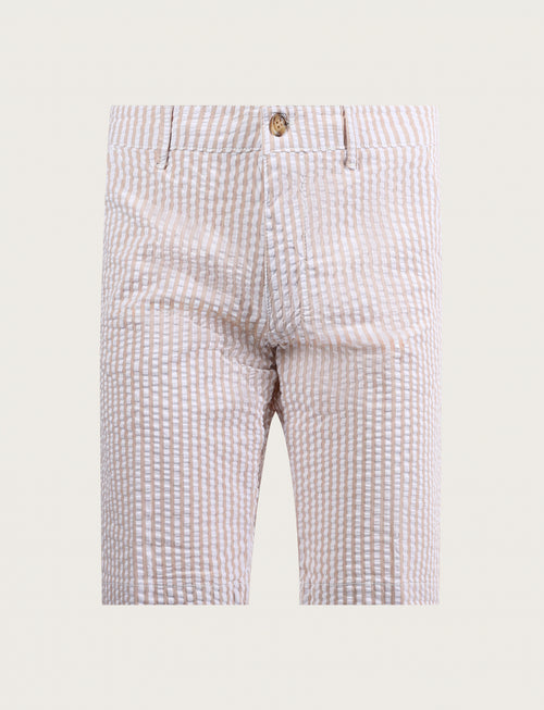 Bermuda a righe in cotone goffrato