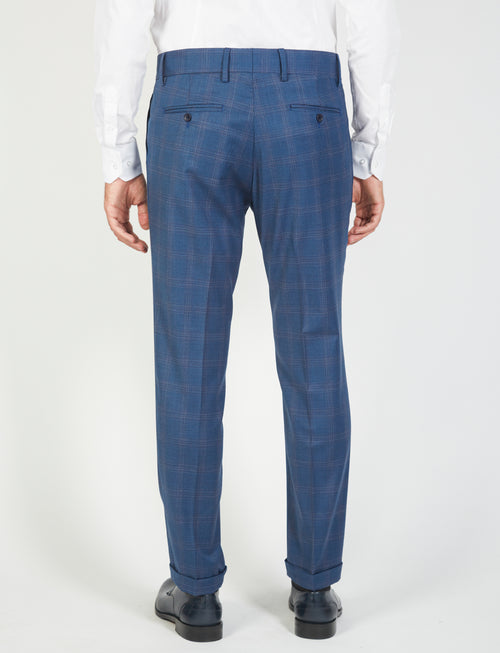 Wales pattern trousers with wool pleats 
