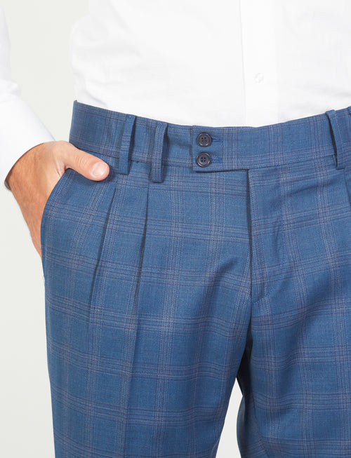 Wales pattern trousers with wool pleats 