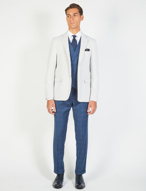 Wales pattern trousers with wool pleats 