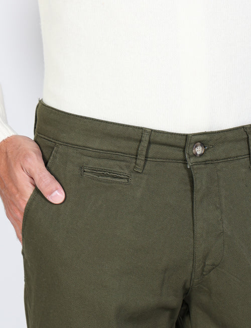 Solid color dobby cotton trousers 