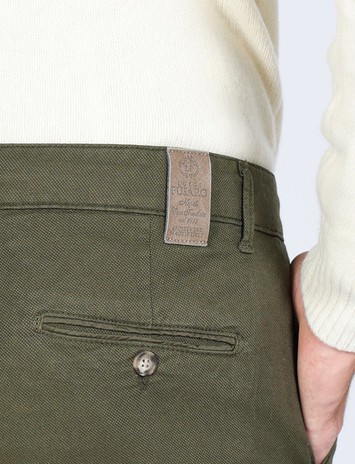 Solid color dobby cotton trousers 