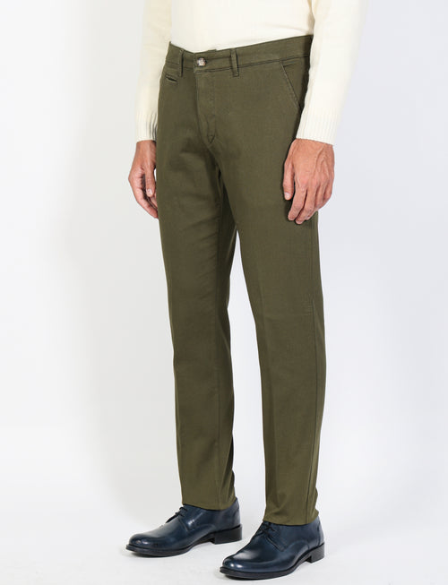 Solid color dobby cotton trousers 