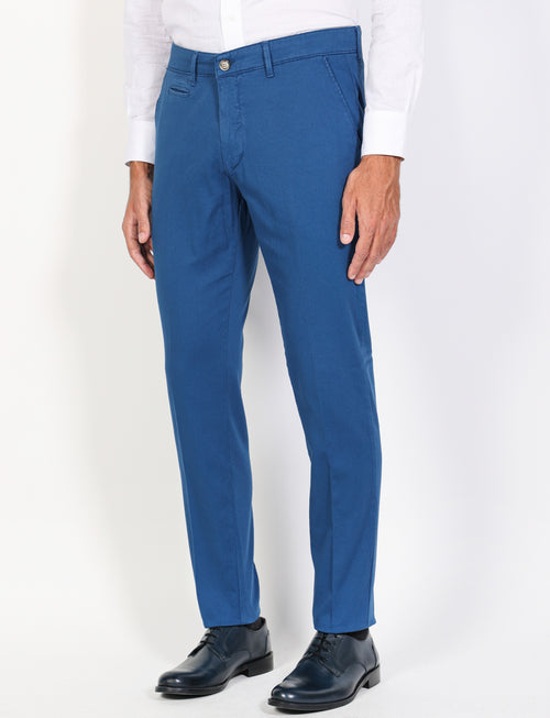 Solid color dobby cotton trousers 