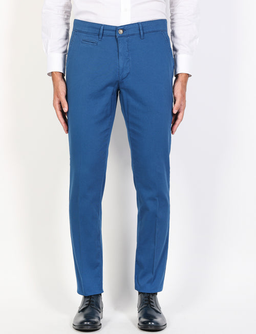 Solid color dobby cotton trousers 